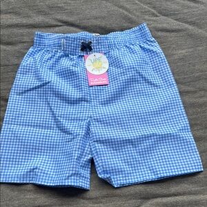 Mud Pie Blue Checkered Kids Swim Trunks